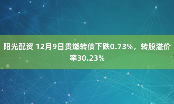 阳光配资 12月9日贵燃转债下跌0.73%,转股溢价率30.23%